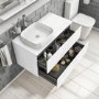 900mm White Wood Effect Wall Hung Countertop Vanity Unit with Basin - Boston