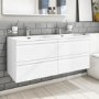 1200mm White Wood Effect Wall Hung Double Vanity Unit with Basin - Boston