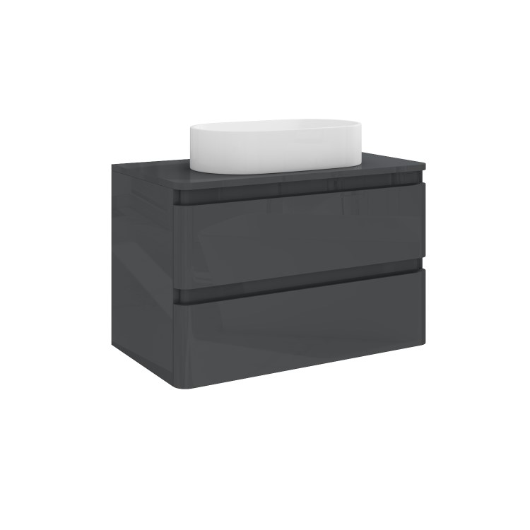 800mm Dark Grey Wall Hung Countertop Vanity Unit with Basin - Portland