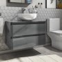 800mm Dark Grey Gloss Wall Hung 2 Drawer Countertop Vanity Unit  - Portland