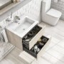 600mm Light Wood Effect Wall Hung Vanity Unit with Basin - Boston