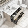 900mm Light Wood Effect Wall Hung Vanity Unit with Basin - Boston