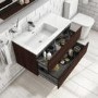 900mm Dark Wood Effect Wall Hung Vanity Unit with Basin - Boston