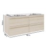 1200mm Light Wood Effect Wall Hung Double Vanity Unit with Basins - Boston
