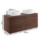 1200mm Wall Hung Vanity Unit Dark Oak - Boston
