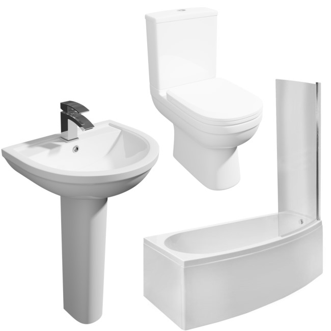 Brooklyn Spacesaver Right Hand Shower Bath and Close Coupled Toilet Suite