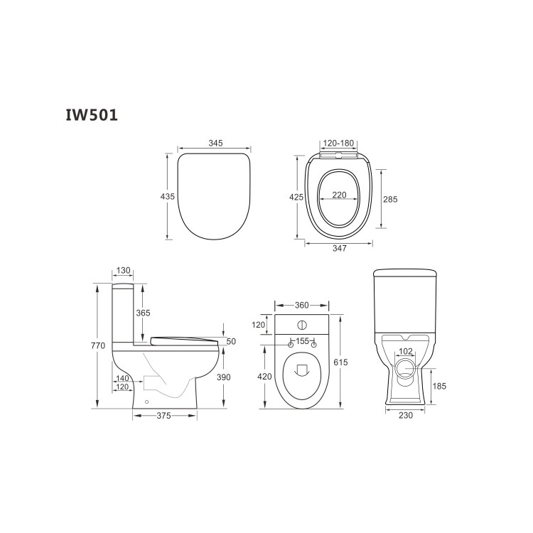Brooklyn Spacesaver Right Hand Shower Bath and Close Coupled Toilet Suite