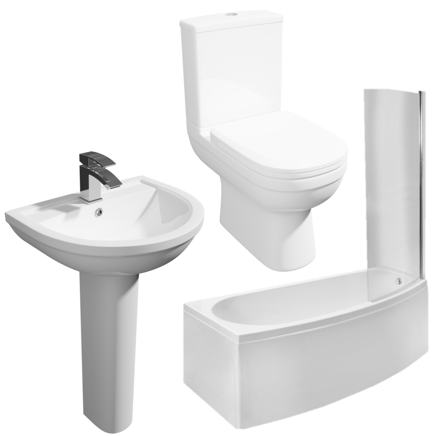 Brooklyn Spacesaver Left Hand Shower Bath Suite with Addison Toilet and Basin