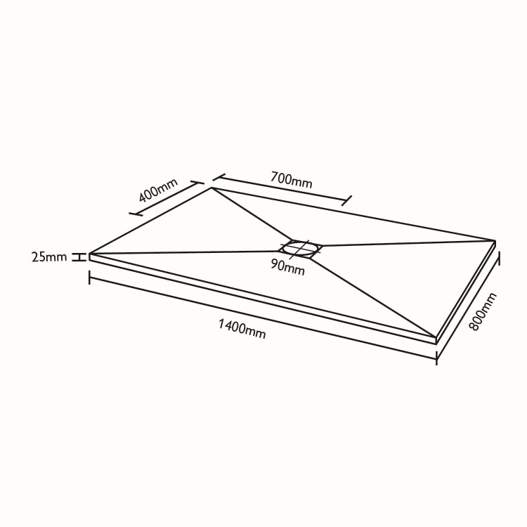 Ultra Low Profile Rectangular Shower Tray 1400 x 800mm Stone Resin - Silhouette