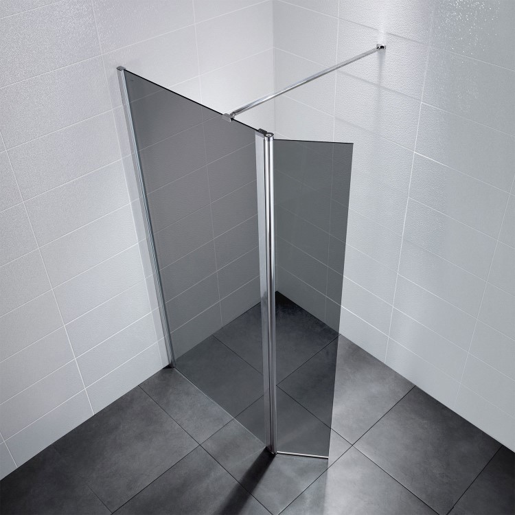 Neptune Walk In Shower Enclosure with Return Panel - 1850 x 900mm - 8mm Smoked Glass