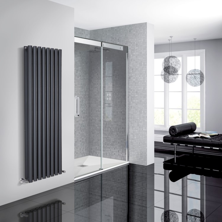 1400mm Sliding Smoked Glass Shower Door  - Neptune