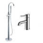 Chrome Freestanding Bath Shower Mixer and Basin Tap Set - Arissa