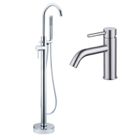 Chrome Freestanding Bath Shower Mixer and Basin Tap Set - Arissa Chrome Freestanding Bath Shower Mixer and Basin Tap Set - Arissa