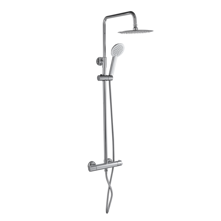 Chrome Mixer Shower with Freestanding Bath and Basin Tap Set - Arissa