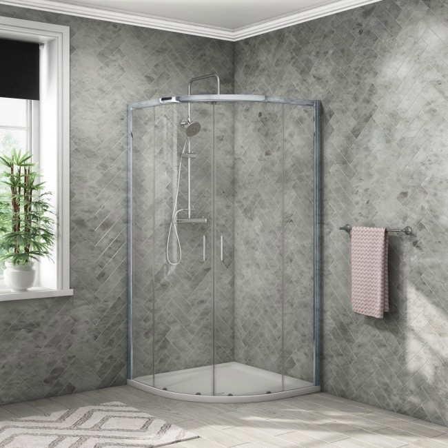 Quadrant Shower Enclosure with Tray Waste & Shower 800mm -  4mm Glass - Vega Range