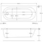 Single Ended Round Shower Bath with Front Panel & Right hand Black Grid Screen 1500 x 700 - Alton