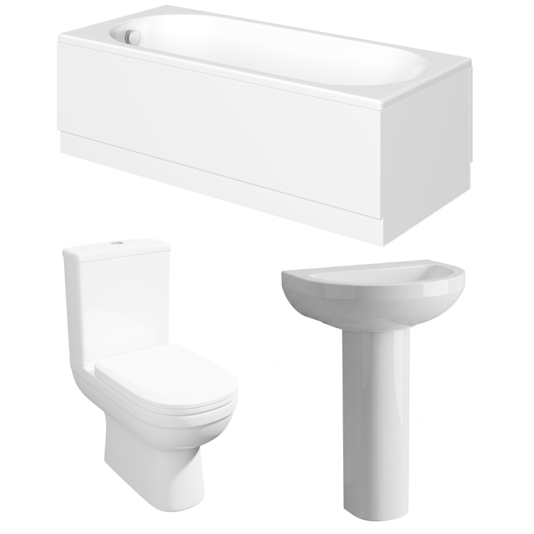 Single Ended 1500mm Bath Suite with Toilet Basin and Panels - Alton