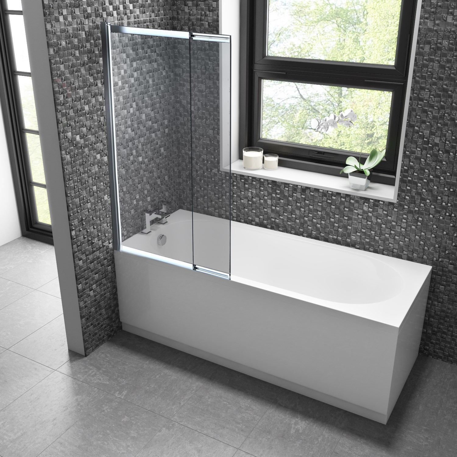 Alton Single Ended Straight Bath With Juno Shower Bath Screen