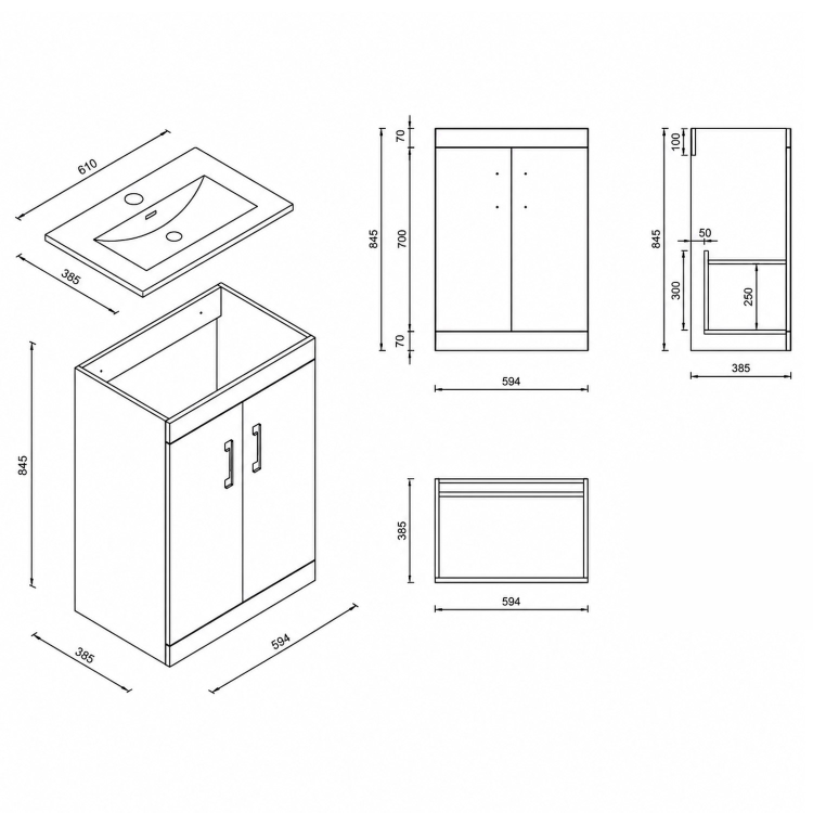 1700mm Straight Shower Bath Suite with Front Panel & White Toilet and Sink Unit - Alton