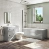 1700mm Straight Bath Suite with Toilet &amp; Basin Vanity Combination Unit  Front Panel - Grey - Ashford