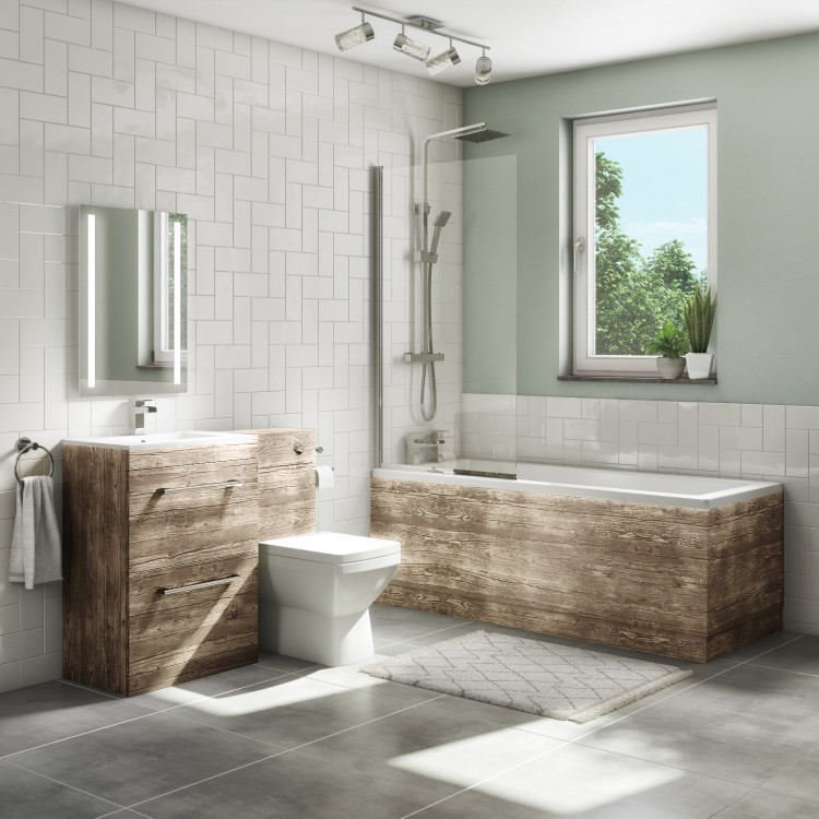 1700 Single Ended Bath +  Ashford Wood Effect Combi Unit with Tabor BTW