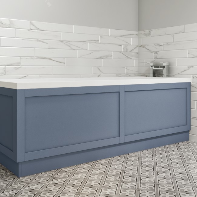 1700mm Wooden Matt Blue Bath Front Panel - Baxenden