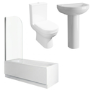 Single Ended 1700mm Shower Bath with Toilet Basin Panels and Bath Screen - Alton