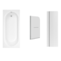 Single Ended Shower Bath with Front Panel & Hinged Chrome Bath Screen with Towel Rail 1800 x 800mm - Alton