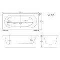 Single Ended Shower Bath with Front Panel & Left Hand Black Grid Bath Screen 1800 x 700mm - Alton
