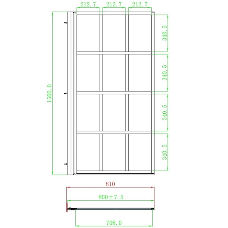 Single Ended Shower Bath with Front Panel & Right Hand Black Grid Bath Screen 1800 x 800mm - Alton