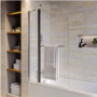 Single Ended Shower Bath with Front Panel & Hinged Chrome Bath Screen with Towel Rail 1800 x 700mm - Alton