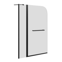 Freestanding Single Ended Left Hand Corner Shower Bath with Black Bath Screen with Fixed Panel & Towel Rail  1500 x 740mm - Kona