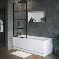 Rutland Single Ended Square Bath with Front Panel & Black Grid Screen - Left Hand 1500 x 700 Rutland Single Ended Square Bath with Front Panel & Black Grid Screen - Left Hand 1500 x 700