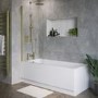 Single Ended Shower Bath with Front Panel & Brushed Brass Screen 1500 x 700mm - Rutland