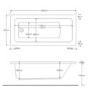 Single Ended Shower Bath with Front Panel & Hinged Chrome Bath Screen 1500 x 700mm - Rutland