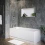 Single Ended Shower Bath with Front Panel & Hinged Chrome Bath Screen 1500 x 700mm - Rutland