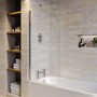 Single Ended Shower Bath with Front Panel & Hinged Chrome Bath Screen 1500 x 700mm - Rutland