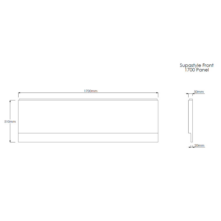 Single Ended Shower Bath with Front Panel & Hinged Chrome Bath Screen 1500 x 700mm - Rutland