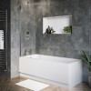 Single Ended Shower Bath with Front Panel &amp; Hinged Chrome Bath Screen 1600 x 700mm - Rutland