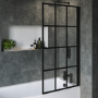Rutland Single Ended Square Bath with Front Panel & Black Grid Screen - Right Hand 1600 x 700