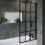 Rutland Single Ended Square Bath with Front Panel & Black Grid Screen - Right Hand 1700 x 700