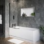 Single Ended Shower Bath with Front Panel & Black Bath Screen 1700 x 700mm - Rutland