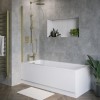 Single Ended Shower Bath with Front Panel &amp; Brushed Brass Screen 1700 x 700mm - Rutland