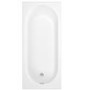 1700 x 750 Rutland Single Ended Round Bath with Hinged 1450mm 6mm Matt Black Bath Screen and Front Panel