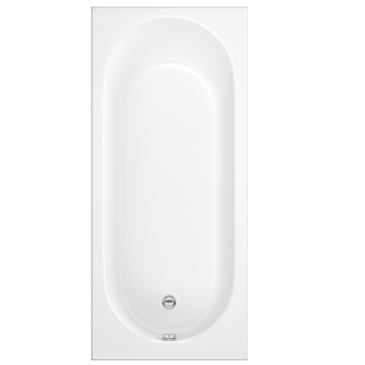 1700 x 750 Rutland Single Ended Round Bath with Hinged 1450mm 6mm Matt Black Bath Screen and Front Panel