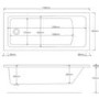 1700 x 750 Rutland Single Ended Round Bath with Hinged 1450mm 6mm Matt Black Bath Screen and Front Panel
