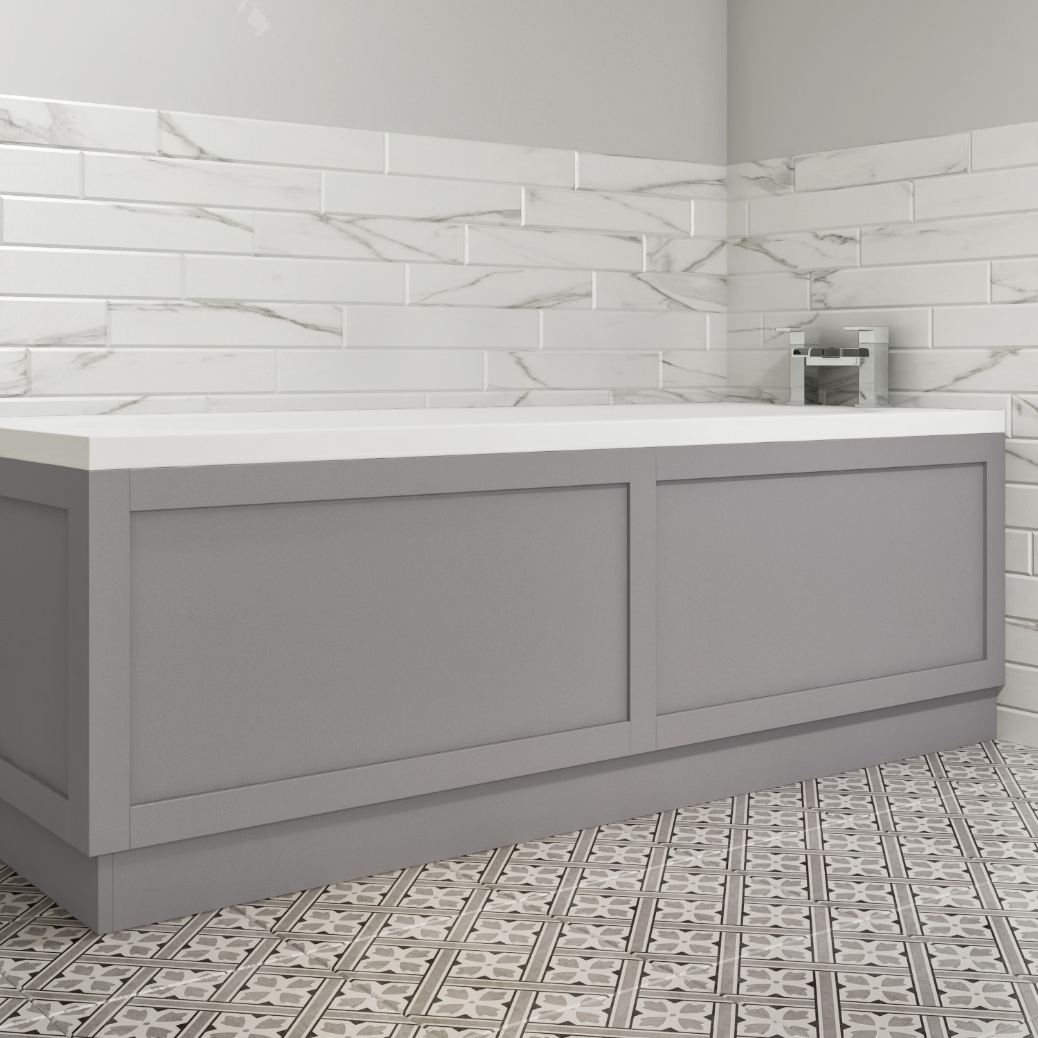 1800mm Matt Grey Bath Front Panel - Baxenden