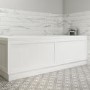 1800 Single Ended Square Bath with Matt White Bath Front & End Panel 