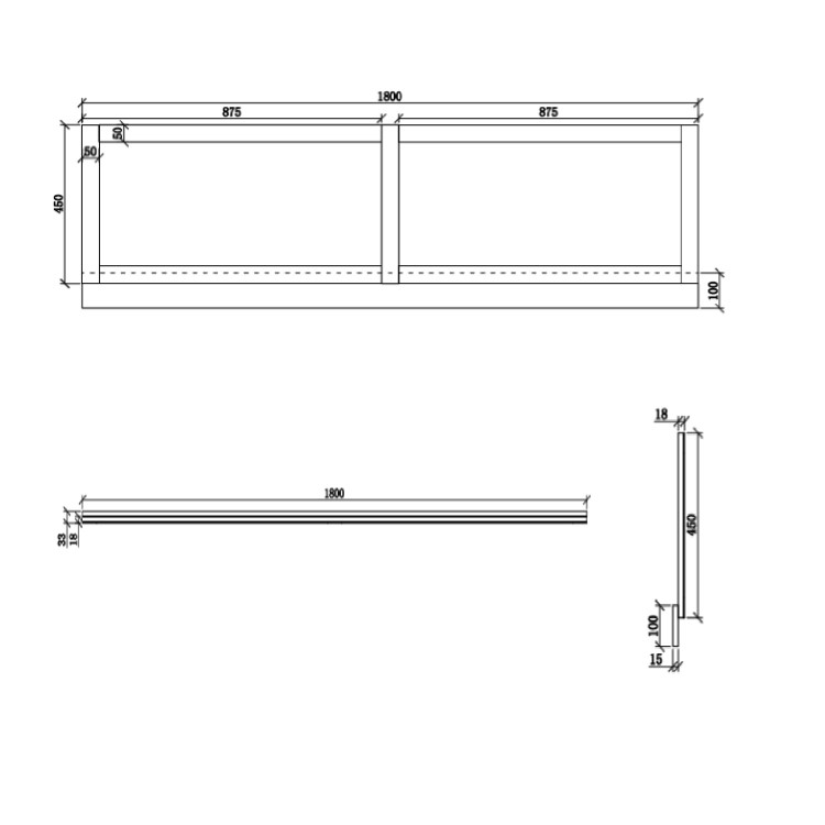 1800mm Wooden Matt White Bath Front Panel - Baxenden