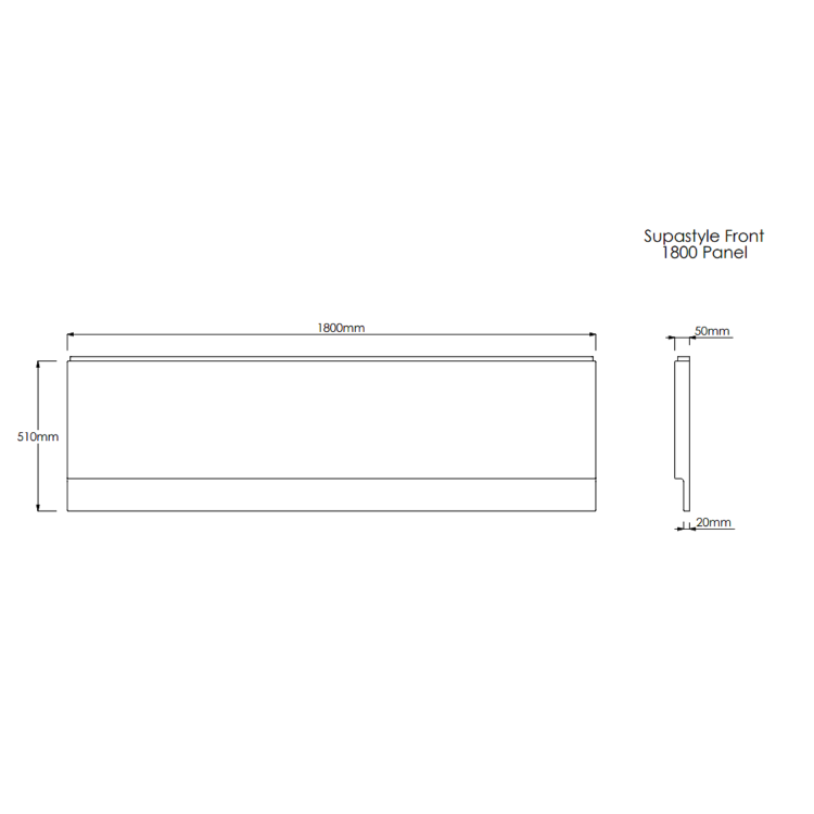 Single Ended Shower Bath with Front Panel & Hinged Chrome Bath Screen 1800 x 800mm - Rutland